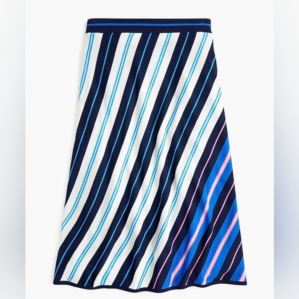 J. Crew Navy, White & Blue Striped A-Line Skirt